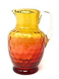 Victorian Thumbprint Amberina Glass Pitcher