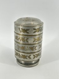 Late 19th Century Chinese Pewter Tea Caddy W/ Brass Detail