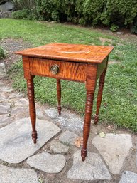 19th-century Tiger Maple Single Drawer Stand