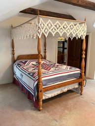 Stunning Queen Size Tiger Maple Four Poster Canopy, 86H X 60W