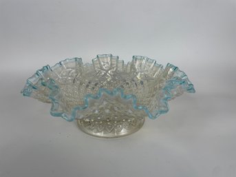 Vintage Fenton Aqua Crest Clear Glass Bowl