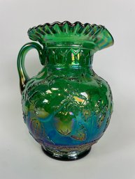 Fenton Green Carnival Glass Lemonade Pitcher Signed