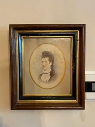 Antique Walnut Frame W/ Portrait