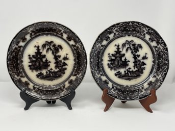 2 Antique J Clementson Corea Flow Mulberry Ironstone Plates (2)