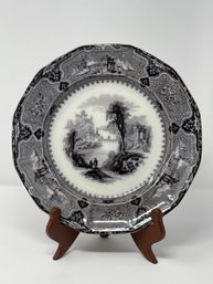 Antique John Alcock Vincennes Mulberry Transferware Plate