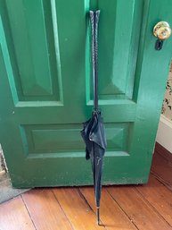 Antique Ladies Black Mourning Parasol