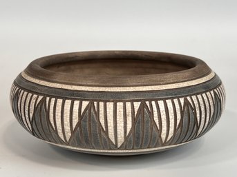 Studio Made Saggar Fired Bowl Signed Monica Johnston