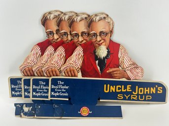 Vintage Cardboard Advertising Signs For 'Uncle John's Syrup'