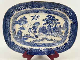 Antique Blue Willow Pattern Transferware Platter