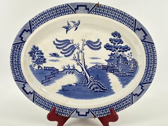 Old Willow Blue And White Transferware Platter