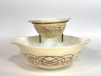 1959 Pyrex Promotional Bowl, Chip And Dip Bowl, Golden Scroll