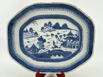 Chinese Export Cantonware Octagonal Porcelain Platter