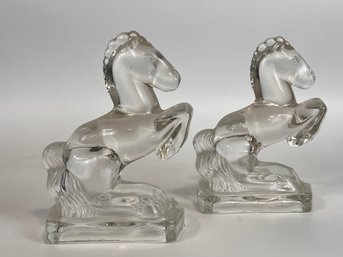 Pair Of Glass Horse Bookends