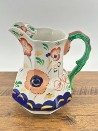 Floral Pottery Jug By Crown Staffordshire