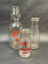 Vintage Milk Bottles Including Annapolis Dairy Cream Top