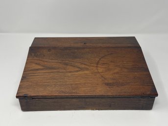 Antique Walnut Lift Top Box With Contents