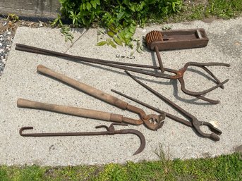 Collection Of Antique Blacksmith Tools & More