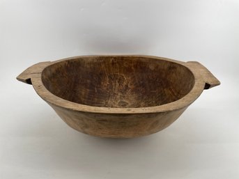 Hand-carved Wooden Dough Bowl Likely European