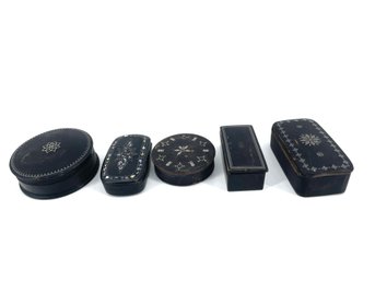 Collection Of Lacquer Boxes With Mother Of Pearl Inlay
