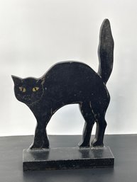 Antique Cast Iron Halloween Black Cat Door Stop