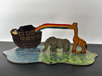 Folk Art Painted Noahs Ark Door Stop