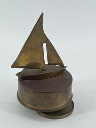 Vintage Brass Sailboat Rotating Music Box
