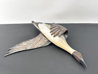 Hand Carved Painted Pintail In Flight Wall Sculpture