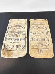 Two Antique Shot Bags Great Graphics