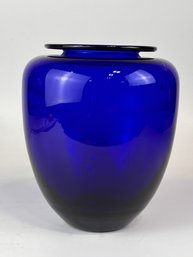 Hand Blown Art Glass Vase Vessel Cobalt