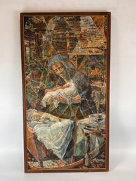 Vintage Religious Painting On Board By J. De Thomas