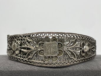 Vintage Filigree Bracelet With Monogram