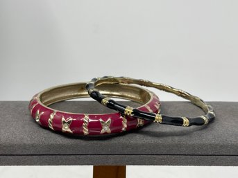Pair Of Enamel Bangle Bracelets