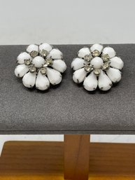 Weiss Clip On Rhinestone Earrings