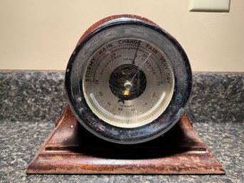 Antique Chelsea Barometer On Stand