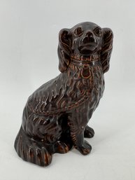 19th Century Bennington Pottery Spaniel With Treacle Glaze, Circa 1860s