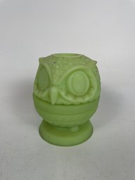Fenton Green Uranium Satin Owl Fairy Light
