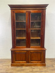 Solid Wood Glass Door Bookcase Cabinet