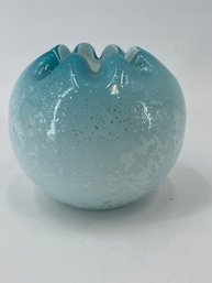Antique Victorian Blue Mica Speckle/Spangle Glass Rosebowl