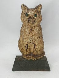 Cast Iron Doorstop Figural Cat Hand Painted