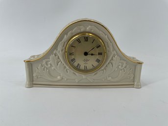 Lenox Chippendale Battery Mantle Clock Porcelain Ivory Gold