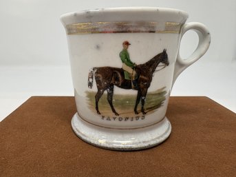 Antique Shaving Mug Featuring The Famous Derby-winning Racehorse Favonius (Derby Winner 1871)