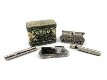 Antique STAR Safety Razor With Tin