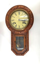 American Oak Sessions 'regulator' Drop-case Wall Clock