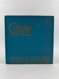 NOS Corelle 16 Piece Everyday Dishes Butterfly Gold Decoration Set Sealed!!