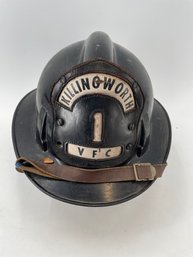 Vintage Killingworth, CT VFC  Firemans Helmet With Leather Front Shield