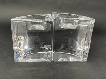 2 ORREFORS Sweden Helen Krantz  Votive Candle Holders