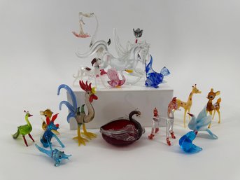 Collection Of Hand Blown Glass Animals Figurines