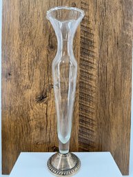 Glass Bud Vase W/ Sterling Weighted Base