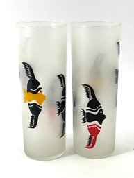 Pair Of Frosted High Ball Glasses