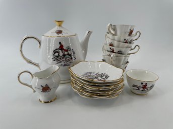 Royal Tara Bone China Equestrian Fox Hunt Tea Set